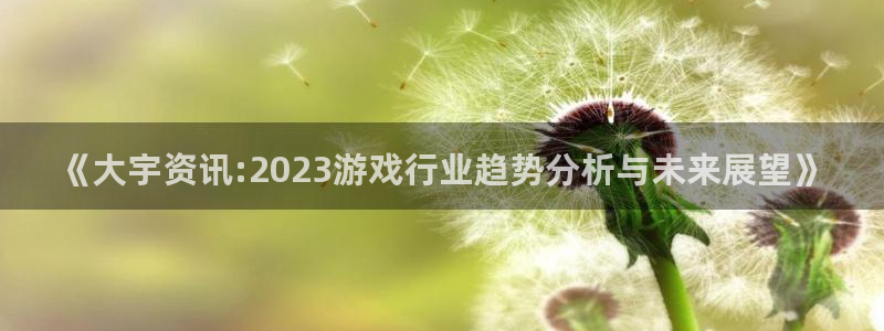 优贝娱乐注册测速:《大宇资讯:2023游戏行业趋势分析与未来